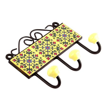 Mustard And Red Tiny Flower Tiles Hooks